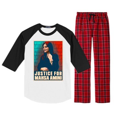 Justice For Mahsa Amini Women Life Freedom Vintage Poster Raglan Sleeve Pajama Set