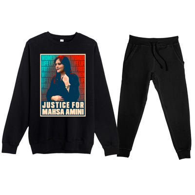 Justice For Mahsa Amini Women Life Freedom Vintage Poster Premium Crewneck Sweatsuit Set