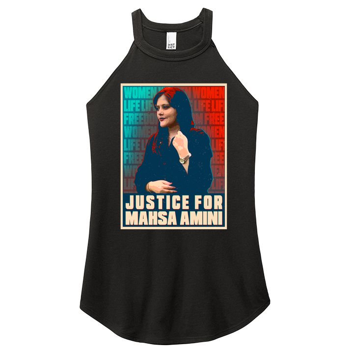 Justice For Mahsa Amini Women Life Freedom Vintage Poster Women's Perfect Tri Rocker Tank