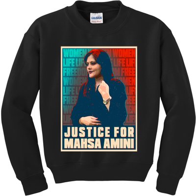 Justice For Mahsa Amini Women Life Freedom Vintage Poster Kids Sweatshirt
