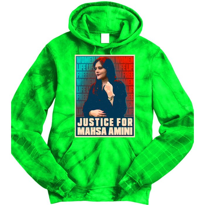 Justice For Mahsa Amini Women Life Freedom Vintage Poster Tie Dye Hoodie