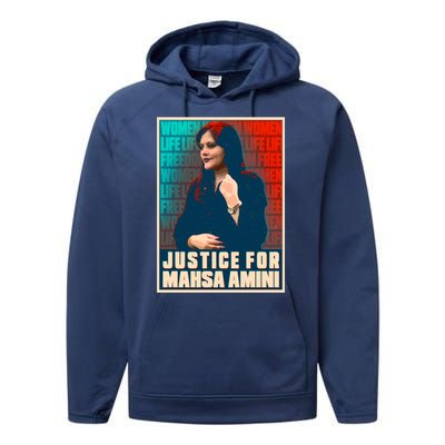 Justice For Mahsa Amini Women Life Freedom Vintage Poster Performance Fleece Hoodie