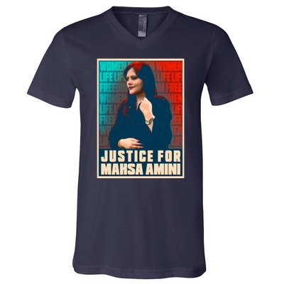 Justice For Mahsa Amini Women Life Freedom Vintage Poster V-Neck T-Shirt