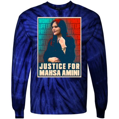 Justice For Mahsa Amini Women Life Freedom Vintage Poster Tie-Dye Long Sleeve Shirt