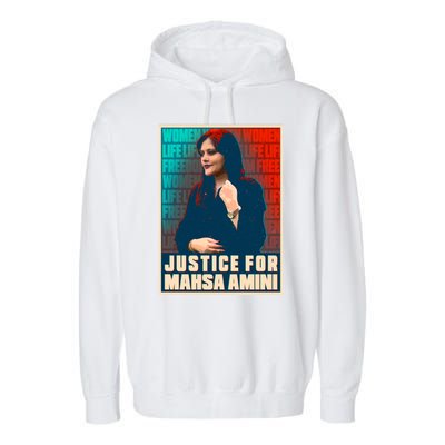 Justice For Mahsa Amini Women Life Freedom Vintage Poster Garment-Dyed Fleece Hoodie