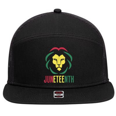 Juneteenth For Men Celebrate Juneteenth Lion 7 Panel Mesh Trucker Snapback Hat