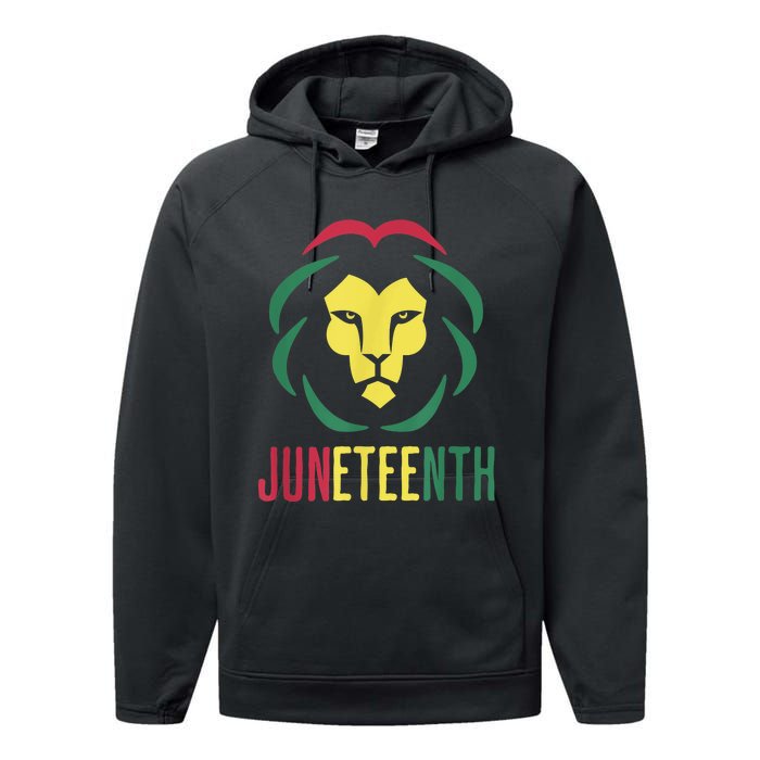 Juneteenth For Men Celebrate Juneteenth Lion Performance Fleece Hoodie