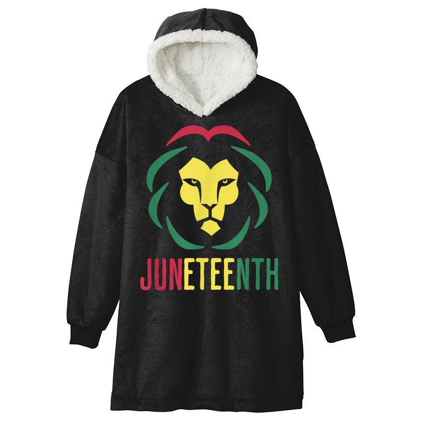 Juneteenth For Men Celebrate Juneteenth Lion Hooded Wearable Blanket