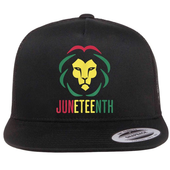 Juneteenth For Men Celebrate Juneteenth Lion Flat Bill Trucker Hat