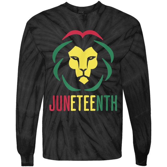 Juneteenth For Men Celebrate Juneteenth Lion Tie-Dye Long Sleeve Shirt