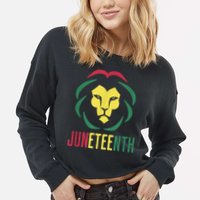 Juneteenth For Men Celebrate Juneteenth Lion Cropped Pullover Crew