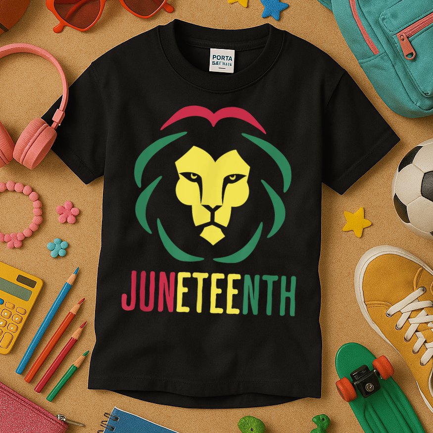 Juneteenth For Men Celebrate Juneteenth Lion Kids T-Shirt