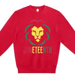 Juneteenth For Men Celebrate Juneteenth Lion Premium Crewneck Sweatshirt