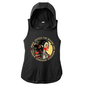 Justice For MMIW Missing Murdered Indigenous Resilient Women Ladies PosiCharge Tri-Blend Wicking Draft Hoodie Tank