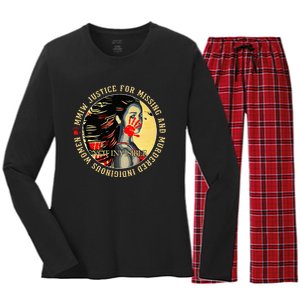 Justice For MMIW Missing Murdered Indigenous Resilient Women Women's Long Sleeve Flannel Pajama Set 