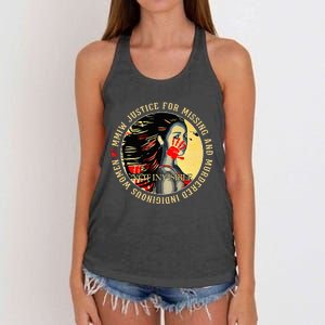 Justice For MMIW Missing Murdered Indigenous Resilient Women Women's Knotted Racerback Tank