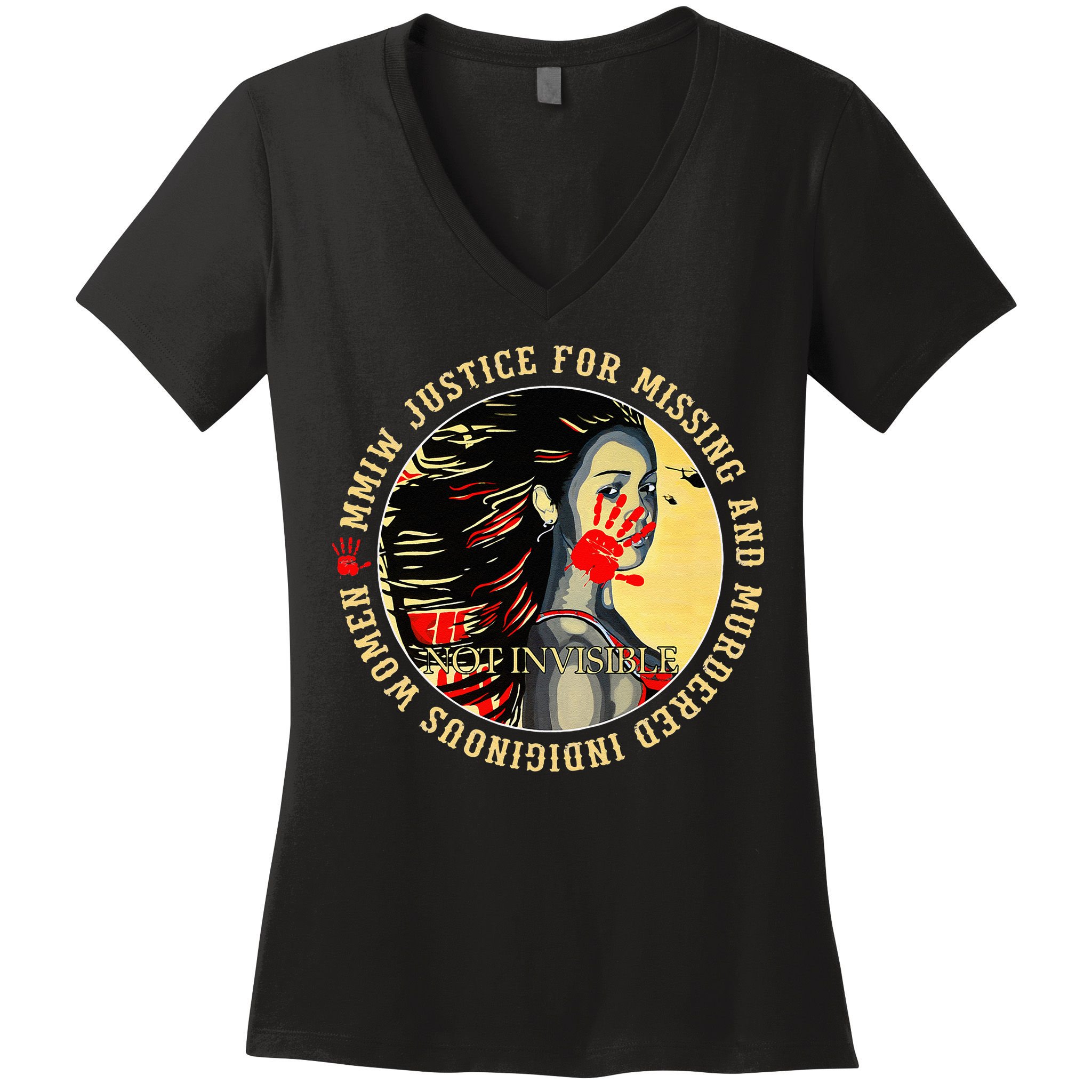 Justice For MMIW Missing Murdered Indigenous Resilient Women Women's V-Neck T-Shirt