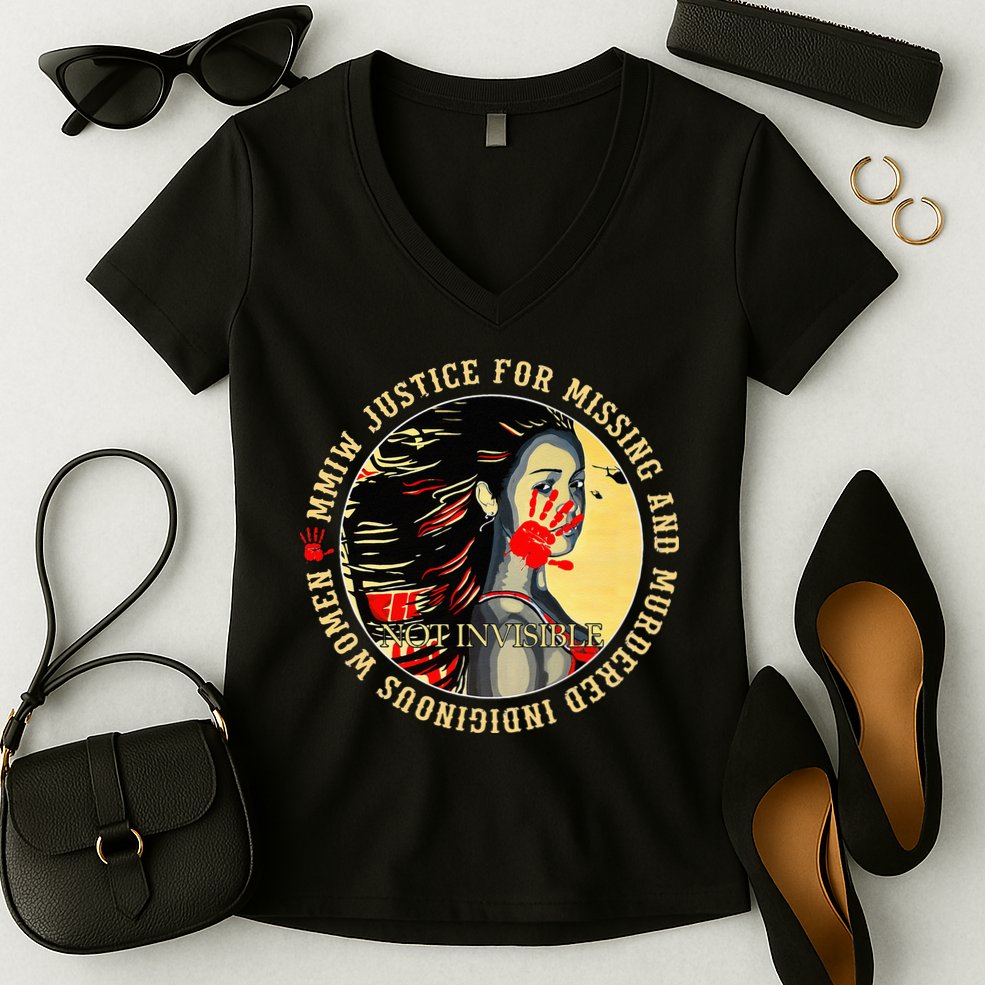 Justice For MMIW Missing Murdered Indigenous Resilient Women Women's V-Neck T-Shirt