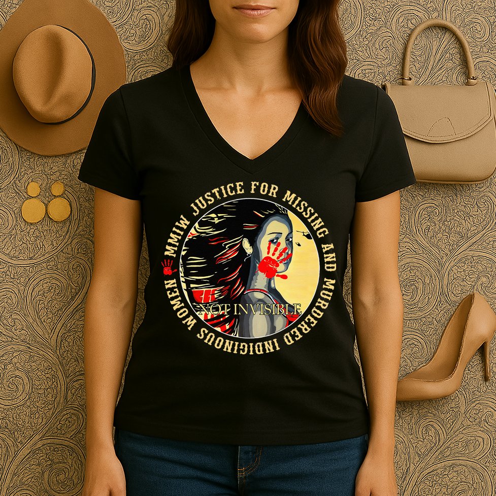 Justice For MMIW Missing Murdered Indigenous Resilient Women Women's V-Neck T-Shirt