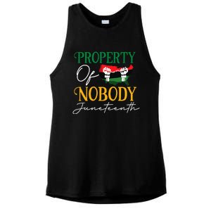 Juneteenth Freedom Melanin Black Wo Property Of Nobody Ladies PosiCharge Tri-Blend Wicking Tank