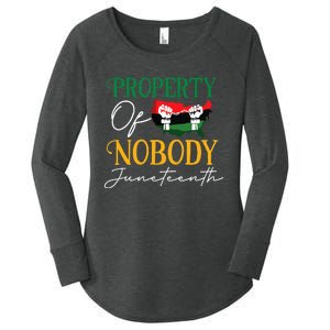 Juneteenth Freedom Melanin Black Wo Property Of Nobody Women's Perfect Tri Tunic Long Sleeve Shirt