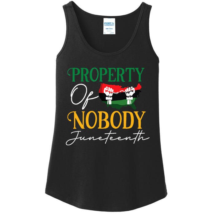 Juneteenth Freedom Melanin Black Wo Property Of Nobody Ladies Essential Tank