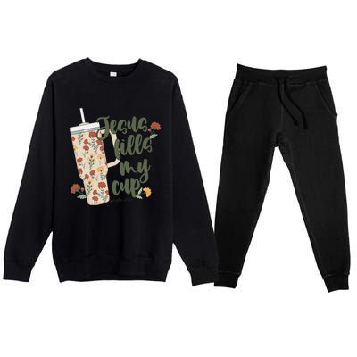 Jesus Fills My Cup  Premium Crewneck Sweatsuit Set