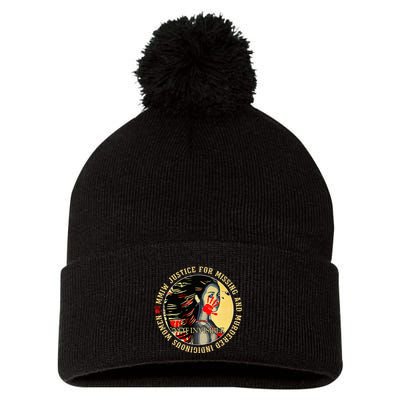 Justice For Mmiw Missing Murdered Indigenous Resilient Pom Pom 12in Knit Beanie
