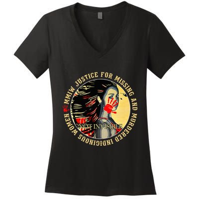 Justice For Mmiw Missing Murdered Indigenous Resilient Women's V-Neck T-Shirt