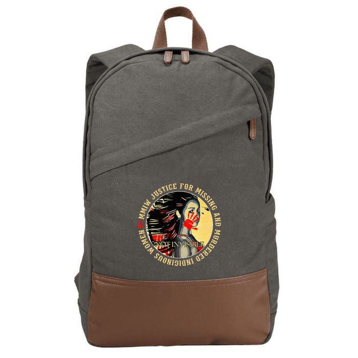 Justice For Mmiw Missing Murdered Indigenous Resilient Cotton Canvas Backpack