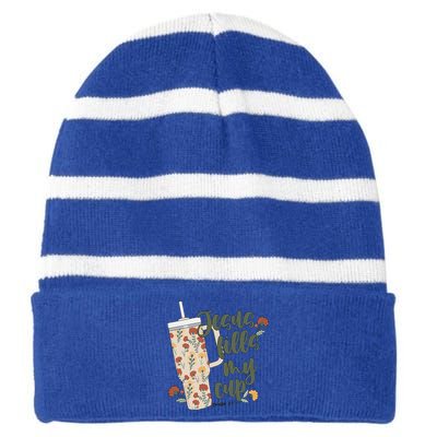 Jesus Fills My Cup  Striped Beanie with Solid Band