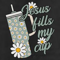 Jesus Fills My Cup Psalm 23 5 Flower Tumbler 7 Panel Mesh Trucker Snapback Hat