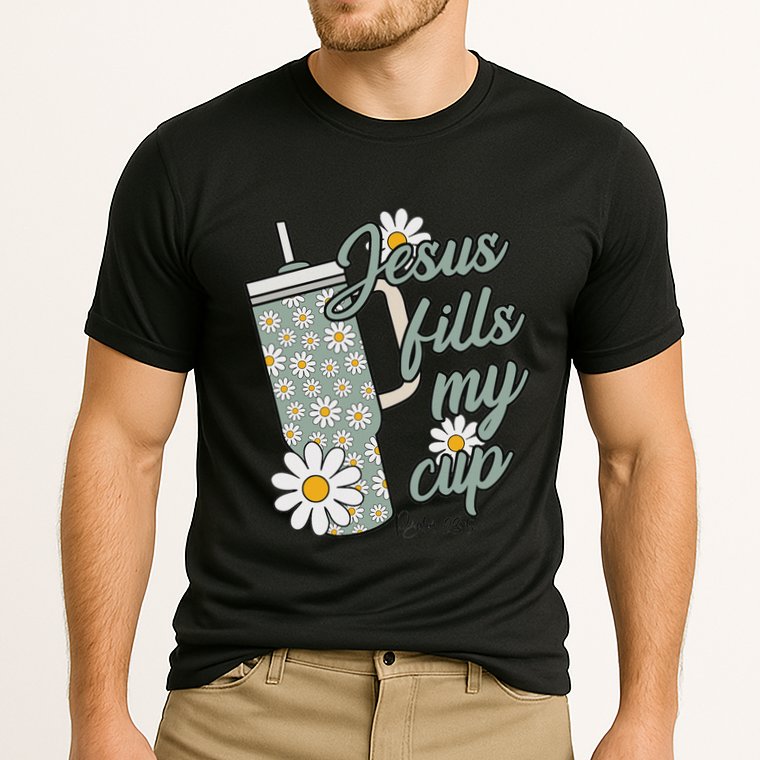 Jesus Fills My Cup Psalm 23 5 Flower Tumbler Cooling Performance Crew T-Shirt