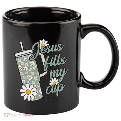 Jesus Fills My Cup Psalm 23 5 Flower Tumbler 11oz C Handle Ceramic Mug
