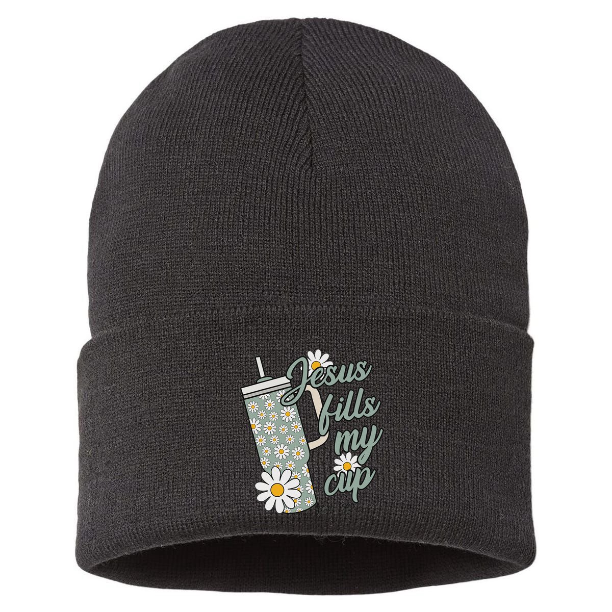 Jesus Fills My Cup Psalm 23 5 Flower Tumbler Sustainable Knit Beanie