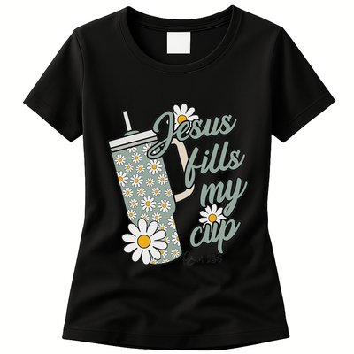 Jesus Fills My Cup Psalm 23 5 Flower Tumbler Womens T-Shirt