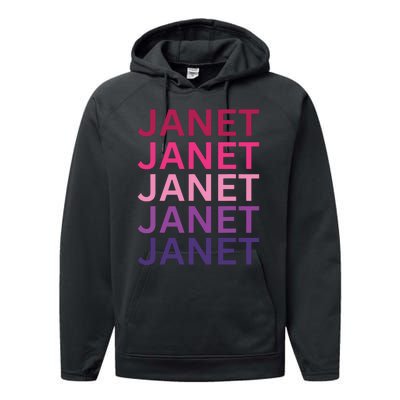 Janet First Name I Love Janet Performance Fleece Hoodie