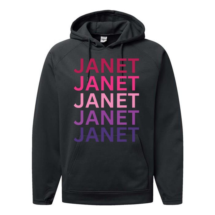 Janet First Name I Love Janet Performance Fleece Hoodie