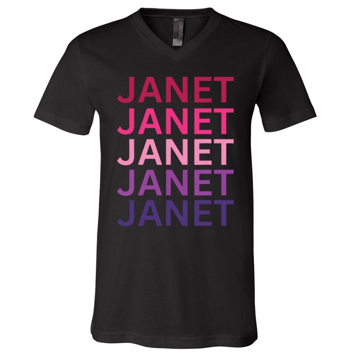 Janet First Name I Love Janet V-Neck T-Shirt