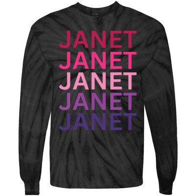 Janet First Name I Love Janet Tie-Dye Long Sleeve Shirt