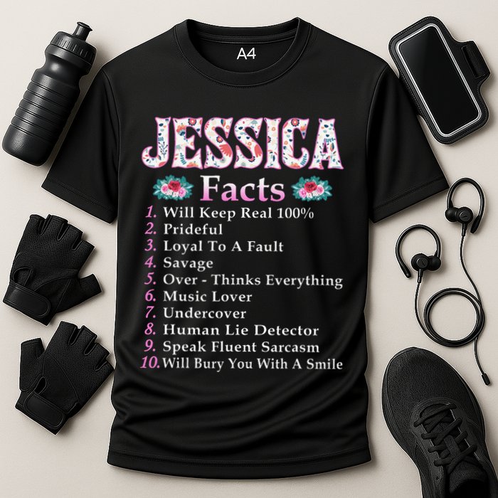 Jessica First Name Jessica Facts Floral Cooling Performance Crew T-Shirt