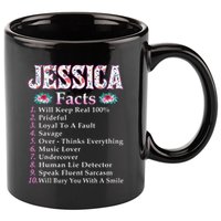Jessica First Name Jessica Facts Floral 11oz C Handle Ceramic Mug