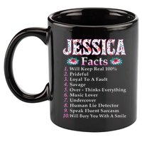 Jessica First Name Jessica Facts Floral 11oz C Handle Ceramic Mug