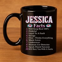 Jessica First Name Jessica Facts Floral 11oz C Handle Ceramic Mug