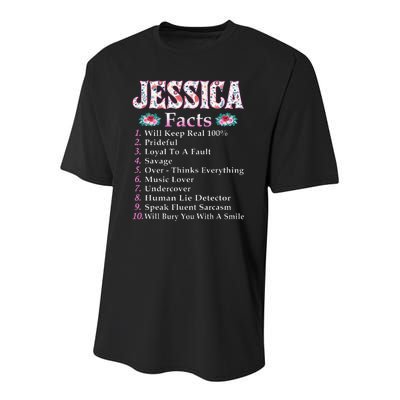 Jessica First Name Jessica Facts Floral Youth Performance Sprint T-Shirt