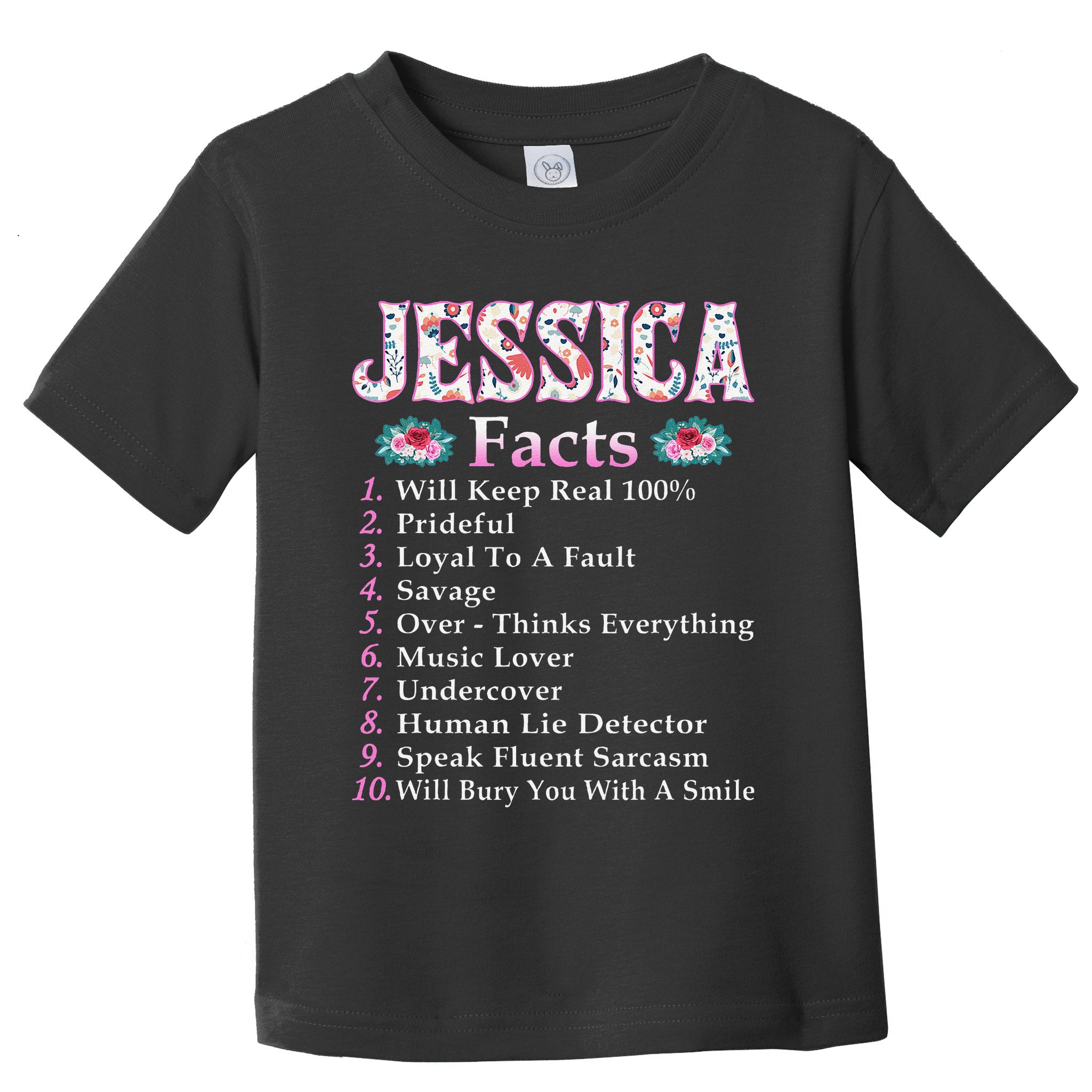 Jessica First Name Jessica Facts Floral Toddler T-Shirt