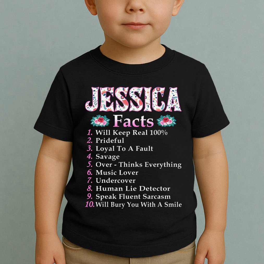 Jessica First Name Jessica Facts Floral Toddler T-Shirt