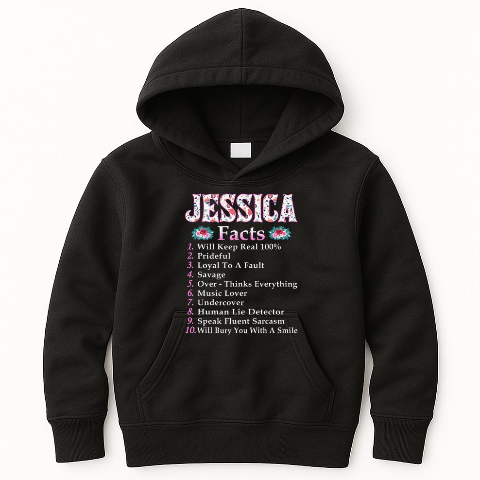Jessica First Name Jessica Facts Floral Kids Hoodie