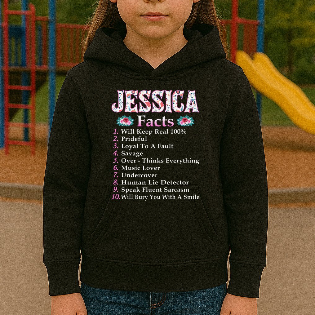 Jessica First Name Jessica Facts Floral Kids Hoodie