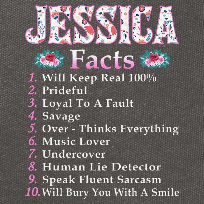 Jessica First Name Jessica Facts Floral Cotton Canvas Backpack